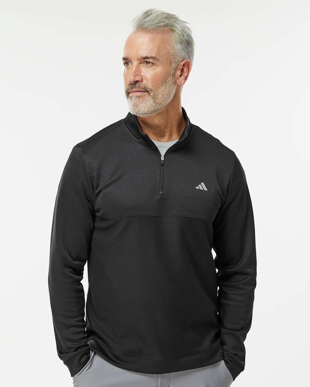 Adidas mens long sleeve textured quarter zip pullover