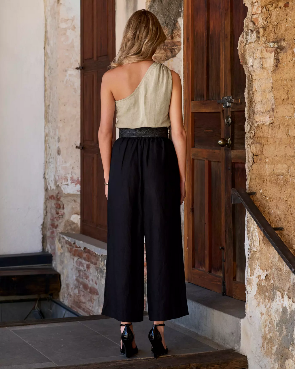 Boston proper Malibu Linen Cropped Pant, Size Small