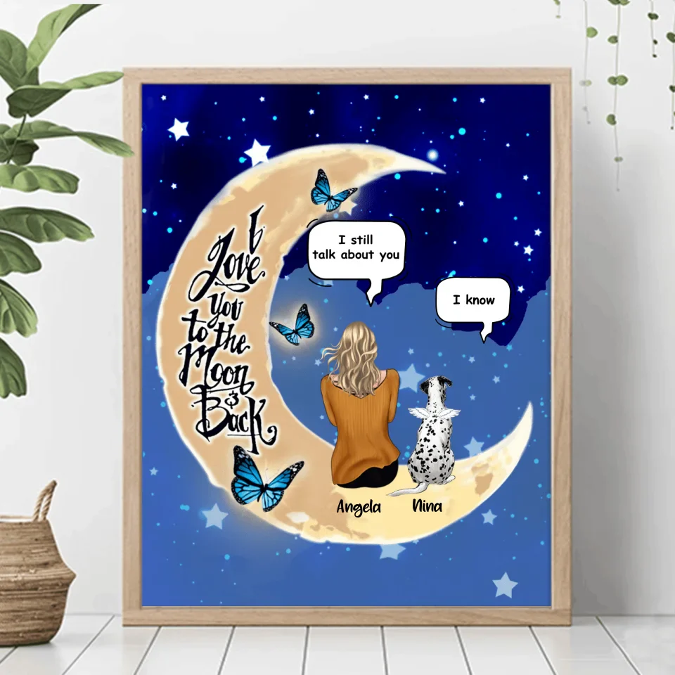 Personalized Memorial Pet Ornament - Up to 4 Pets - Best Gift For Dog/Cat Lover - I Love You To The Moon & Back