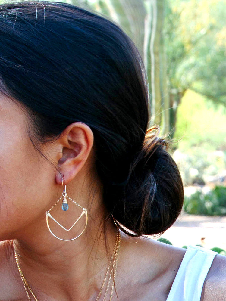 Tulip Hoops - Moss Aquamarine