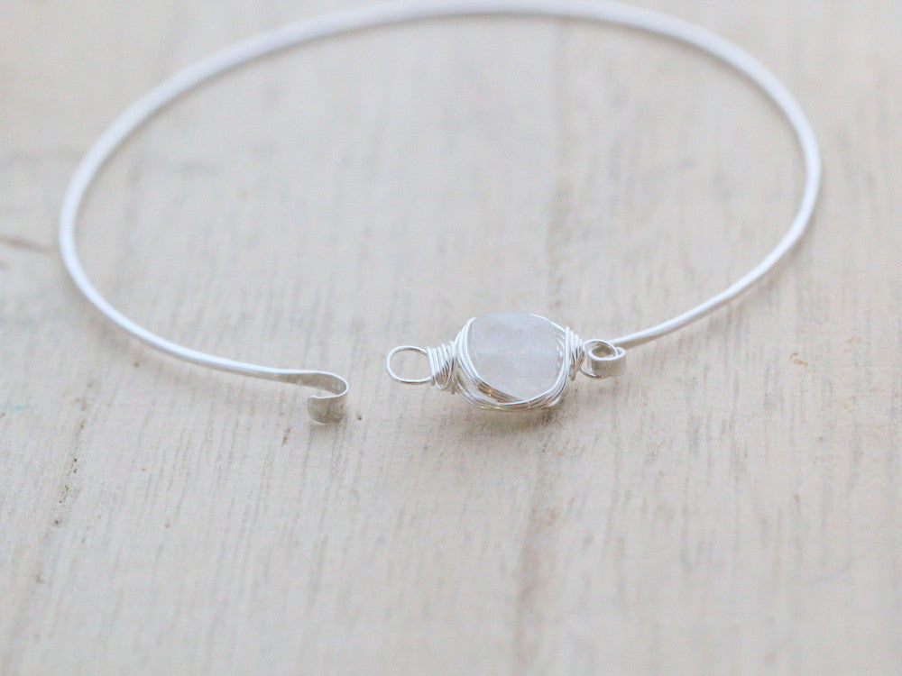 Moonstone Bezel Wrapped Bracelet