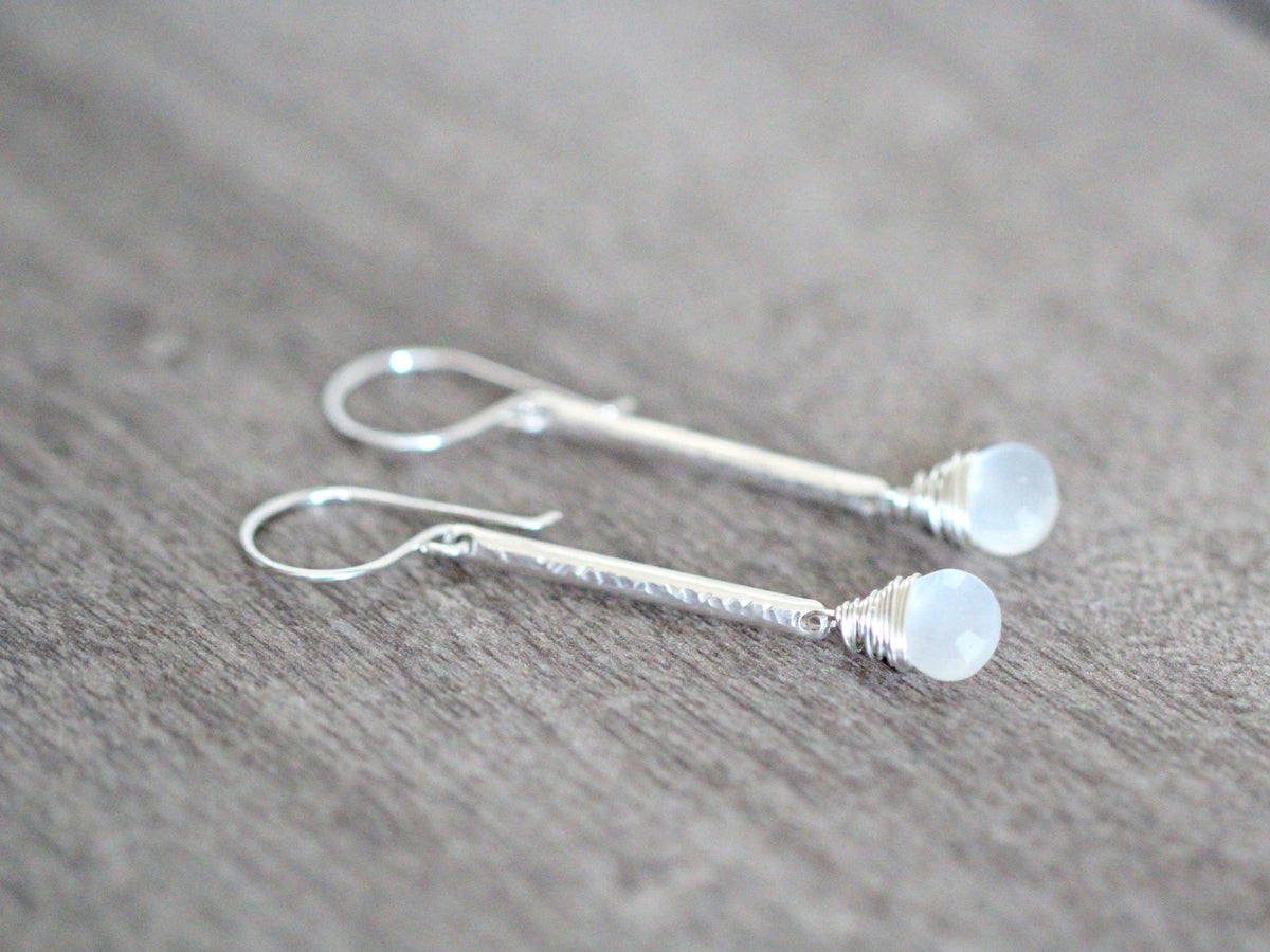 Moonstone Bar Drop Earrings – Dainty Gemstone Earrings for Women