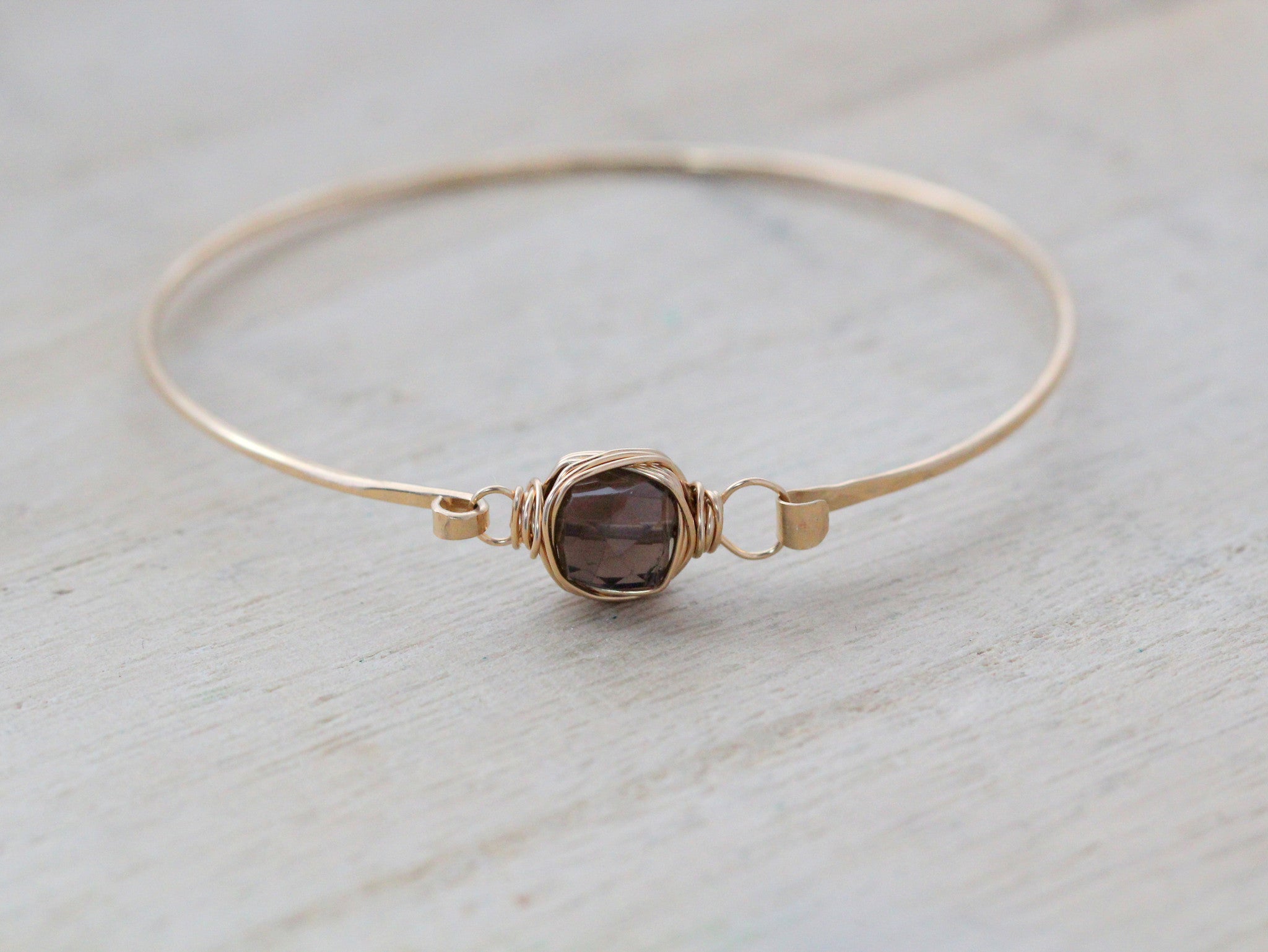 Smoky Quartz  Bezel Wrapped Bangle