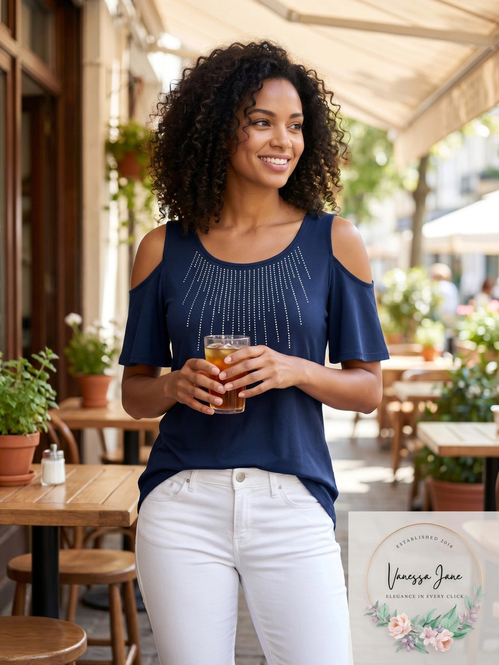 Star Vixen Womens Cold-Shoulder Top