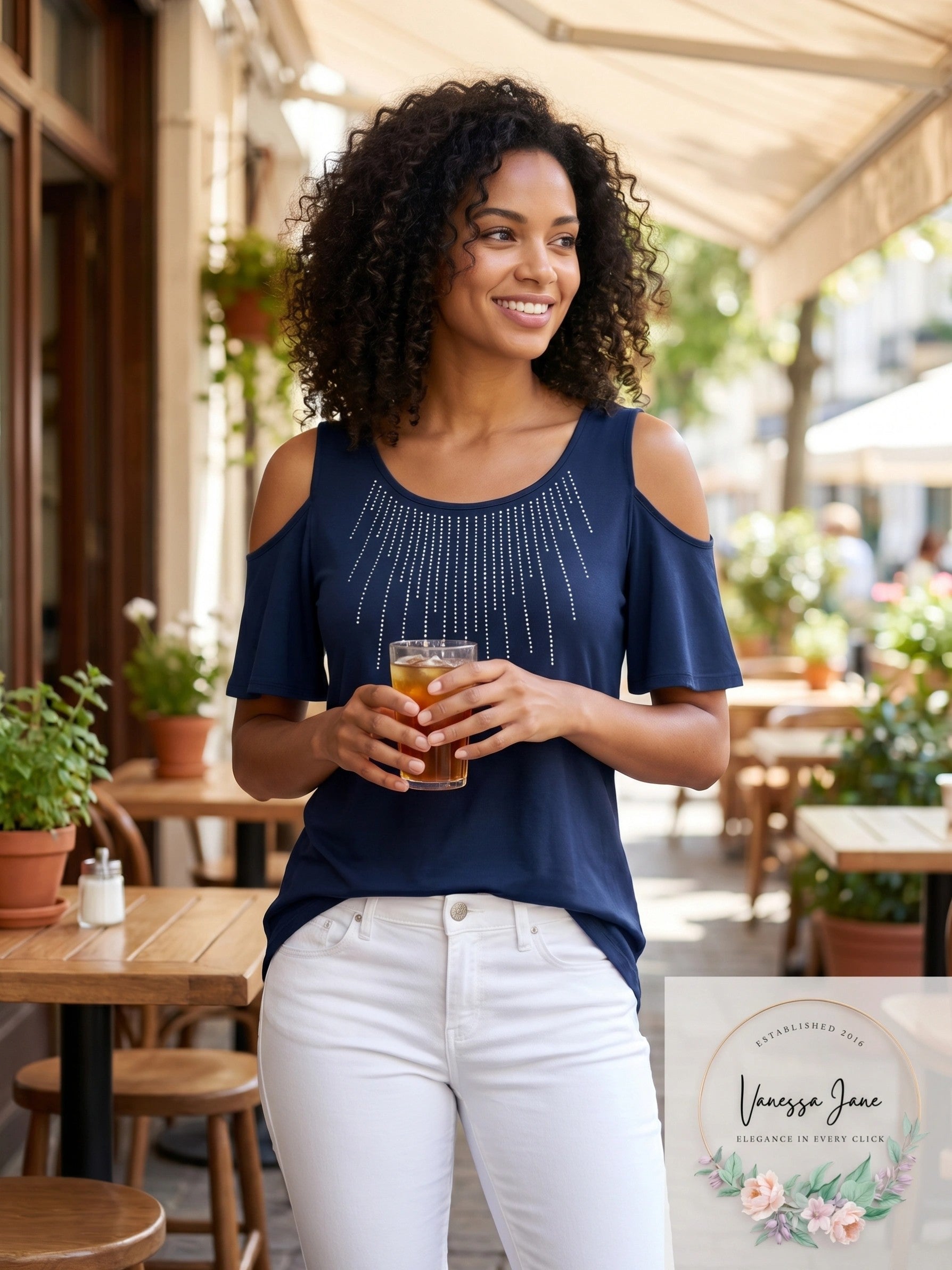 Star Vixen Womens Cold-Shoulder Top