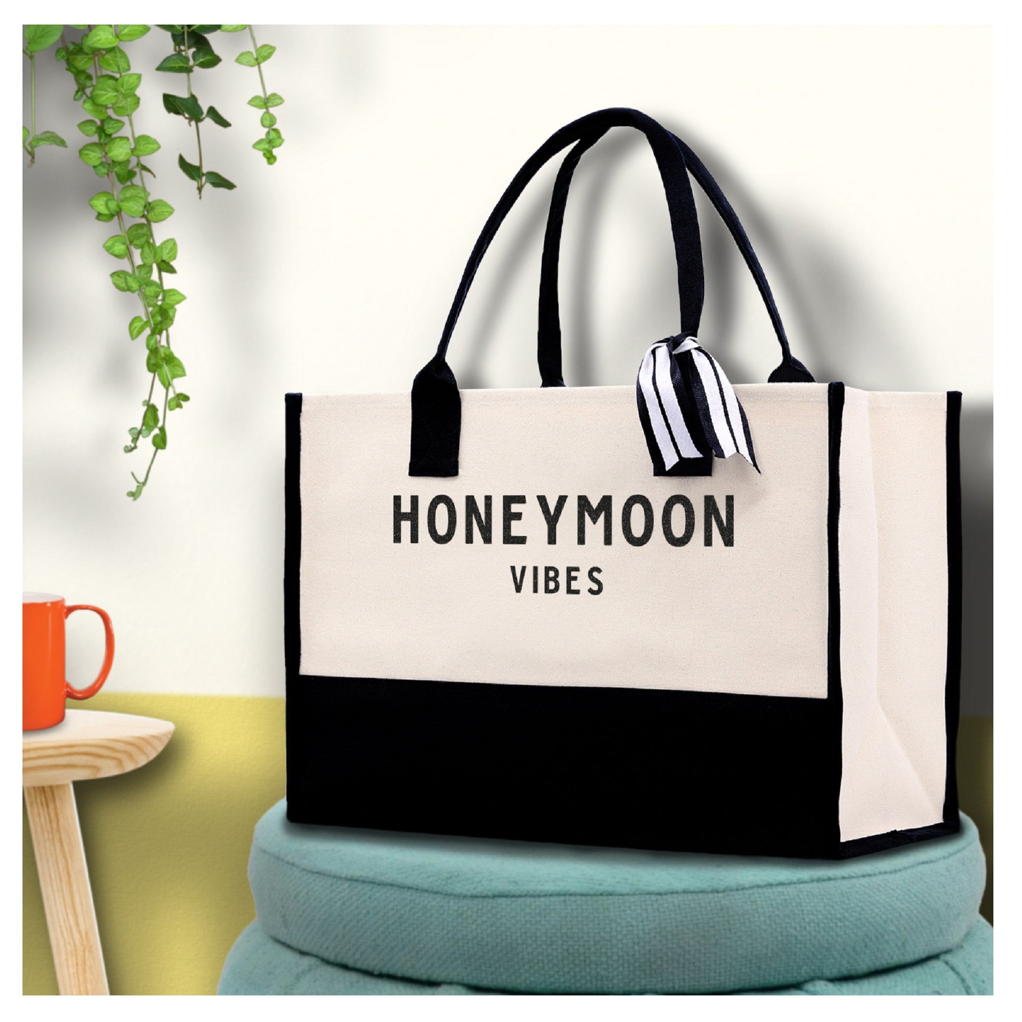 Honeymoon Vibes Beach Tote Bag - Large Chic Tote Bag - Gift for Her - Weekender Bag - Honeymooners Honeymoon Gifts Bridal Gift Newlyweds