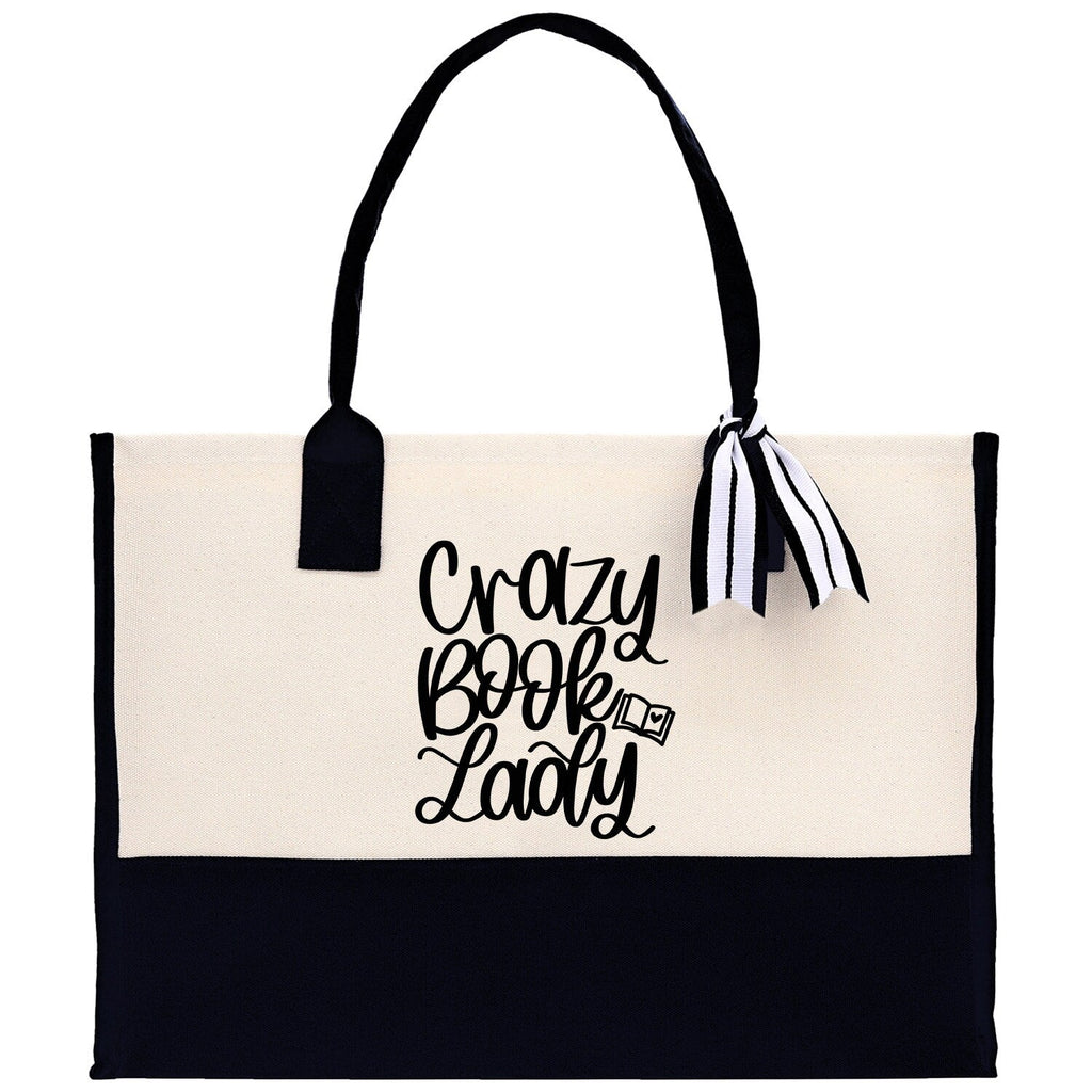 Crazy Book Lady Tote Bag Bookworm Gift Book Quotes Party Gift Book Lover Tote Book Canvas Tote Bag Birthday Gift Library Bag Grocery Bag