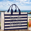 Take Me To The Beach Cabana Tote Bag XL - Oversized Chic Tote Bag with Zipper and Inner Pocket - Beach Bag for Women - Weekender Beach Tote