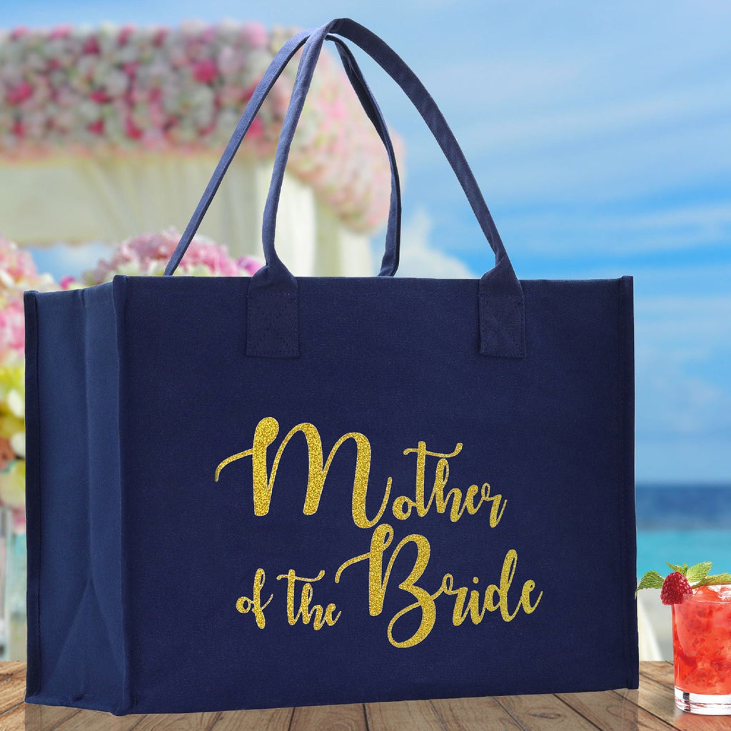 Mother of The Bride Large Print Tote Bag 100% Cotton Canvas Bridal Party Tote Bachelorette Bag Bridal Chic Tote Bags Wedding Totes