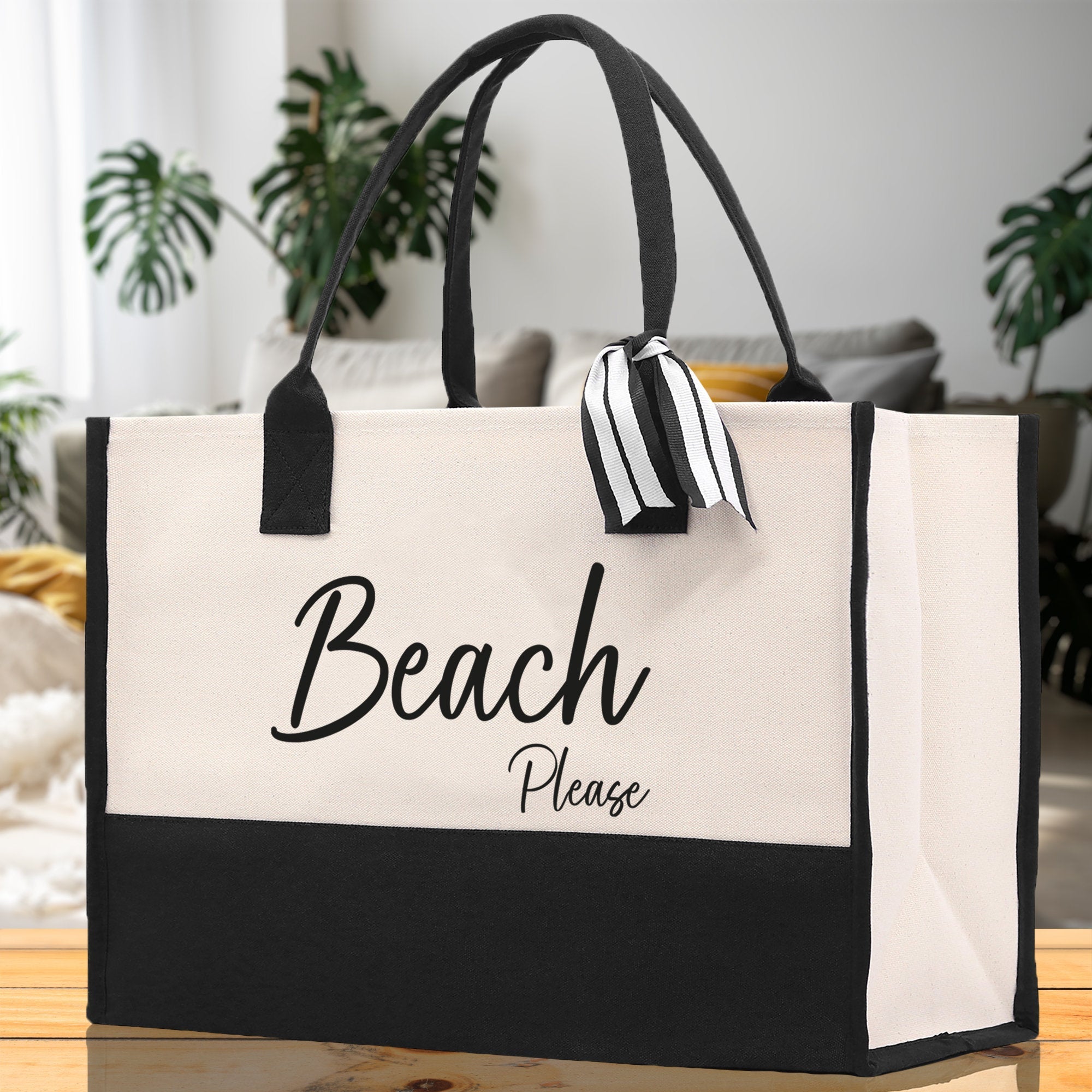 Beach Please Tote Bag - Large Chic Tote Bag - Gift for Her - Girls Weekend Tote - Weekender Bag - Weekend Tote - Beach Tote Bag