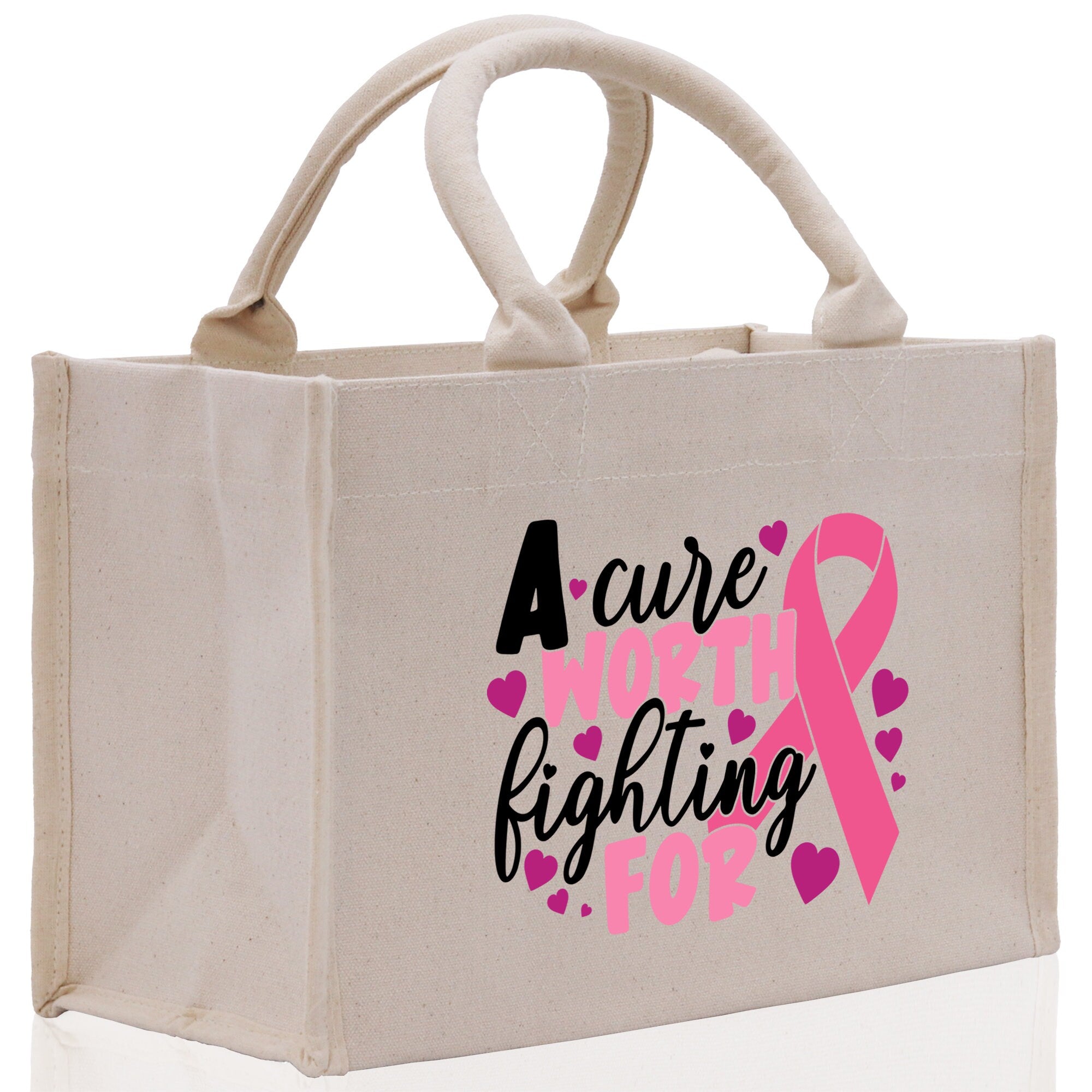 A Cure Worth Fighting For Cotton Canvas Tote Bag Cancer Support Group Tote Bag For Friends Motivational Gift Bag Cancer Awareness Tote Bag