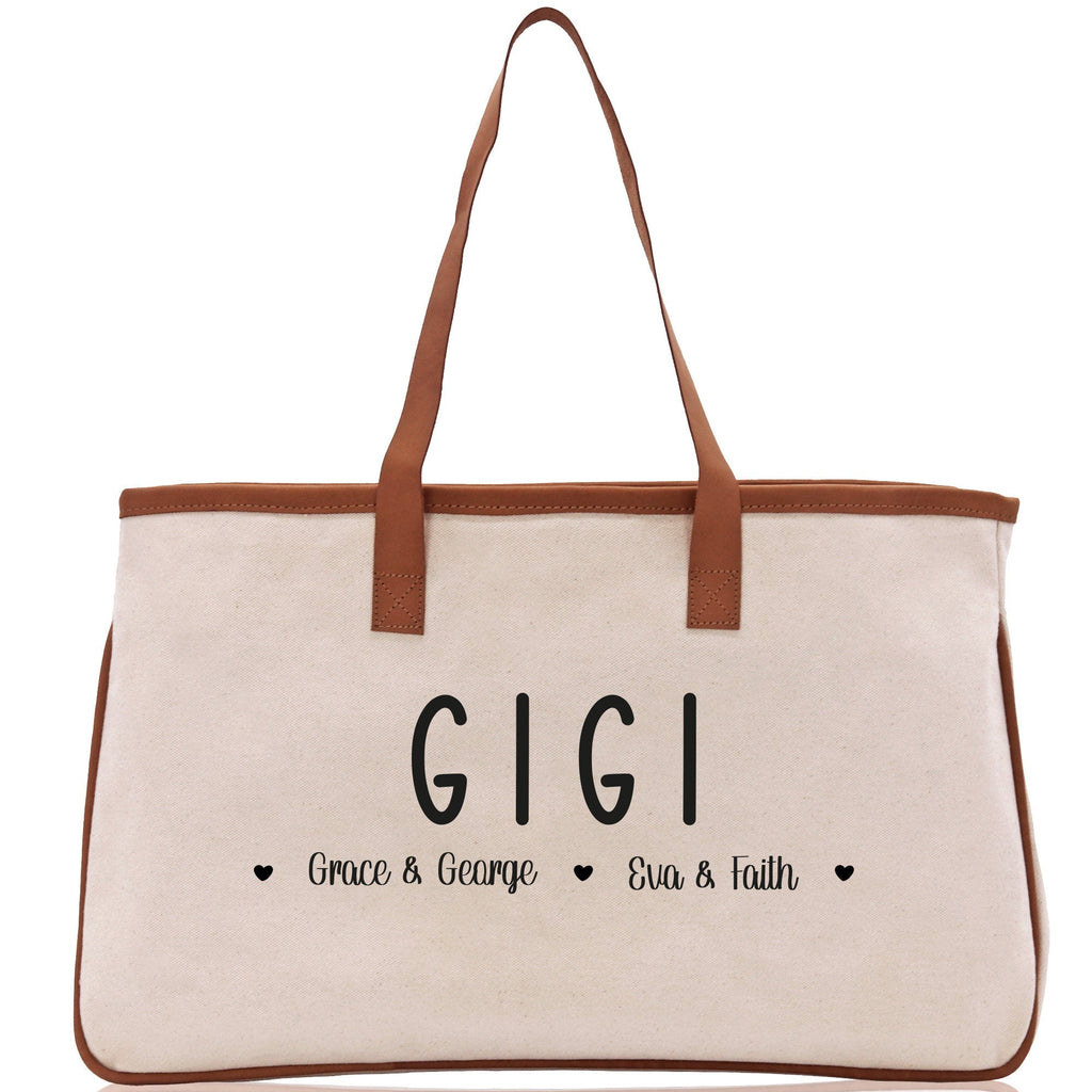 Gigi Grandchild Kids Names Custom Grandma Tote Bag Grandma's Getaway Bag Gigi Bag Personalized Grandma Gift Bag Shopping Bag Mother Day Gift