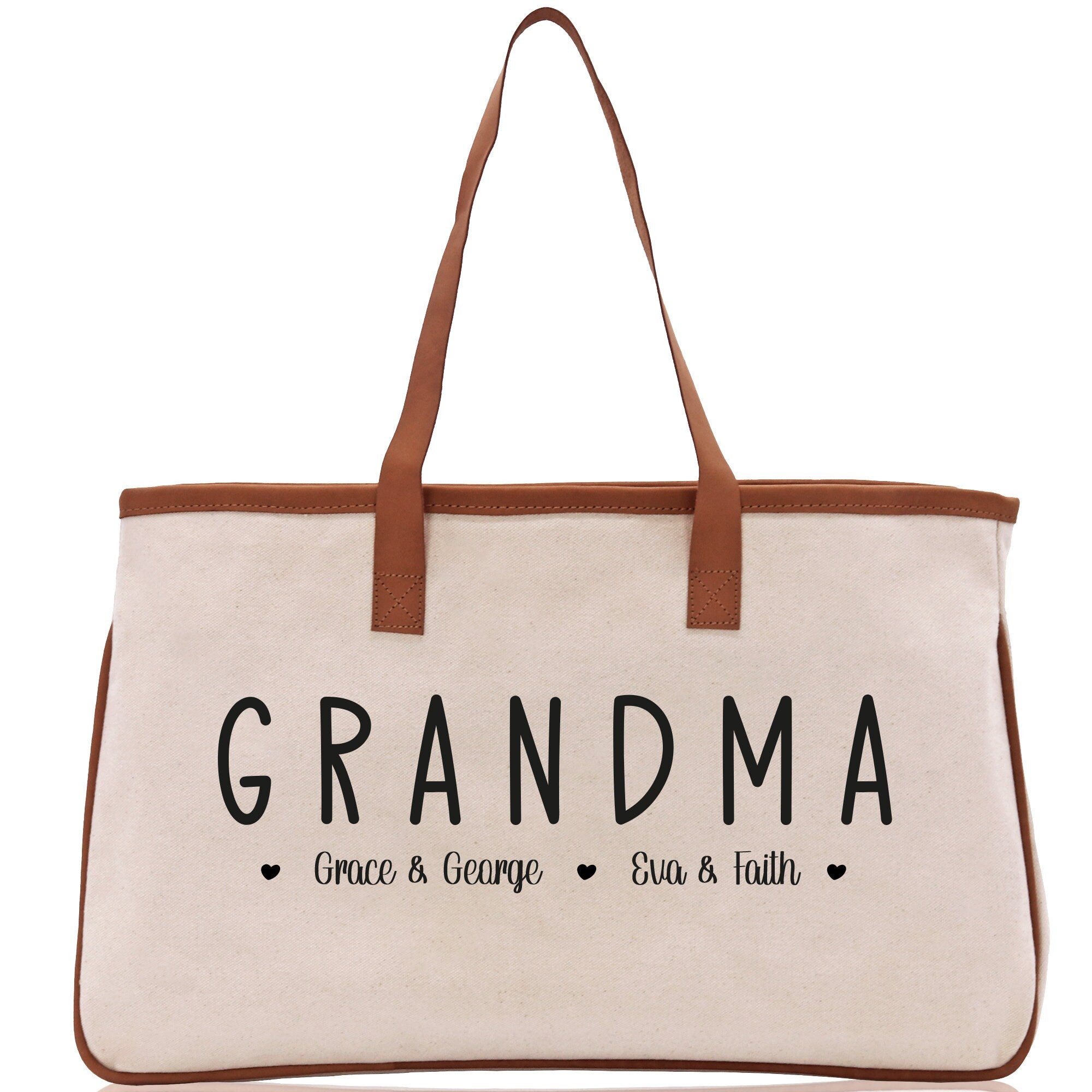 Grandma Grandchild Kids Names Custom Grandma Tote Bag Grandma's Getaway Bag Personalized Grandma Gift Bag Shopping Bag Mother Day Gift
