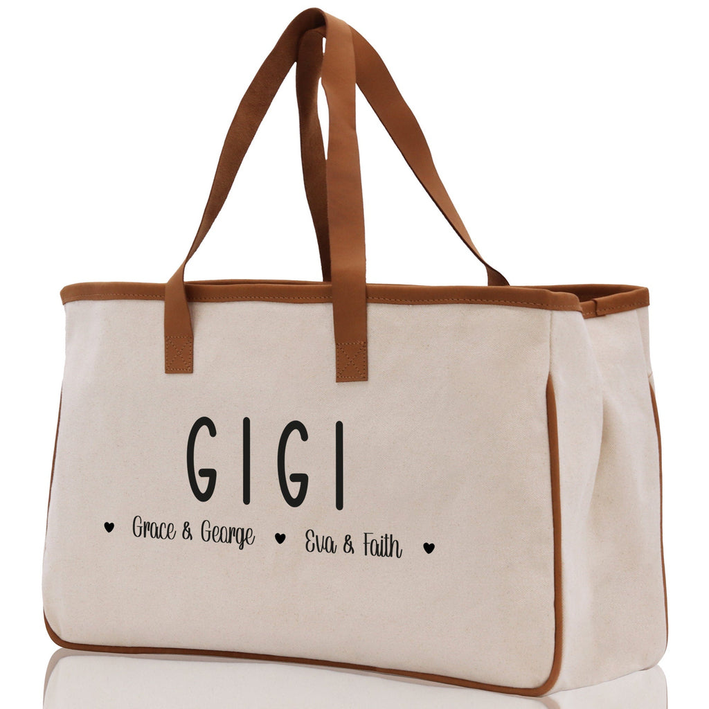 Gigi Grandchild Kids Names Custom Grandma Tote Bag Grandma's Getaway Bag Gigi Bag Personalized Grandma Gift Bag Shopping Bag Mother Day Gift