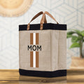 Personalized Monogrammed Canvas Tote Bag Striped Initials Custom Name Beach Bag Bridal Party Gifts Bride Gift Holiday Gift Bag