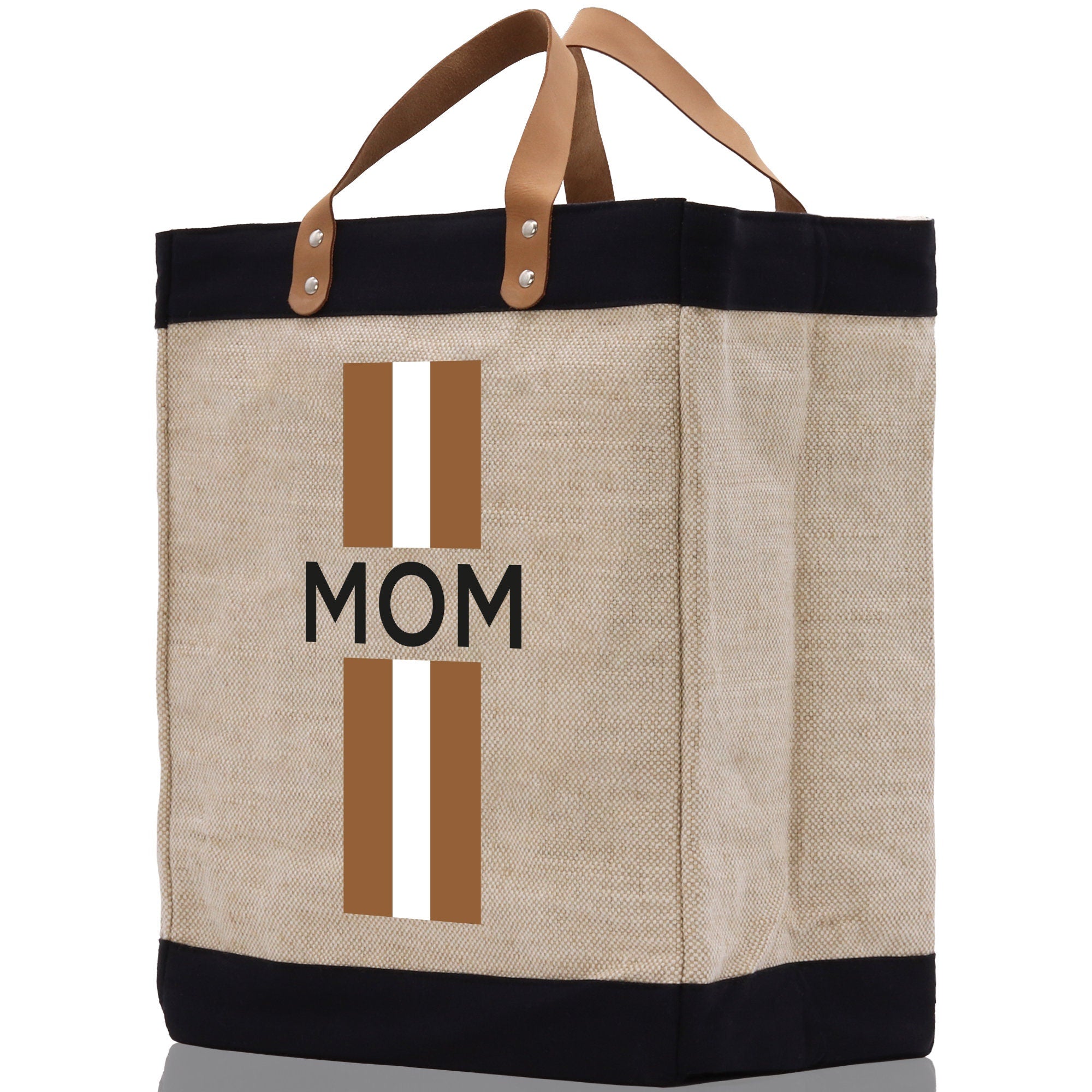 Personalized Monogrammed Canvas Tote Bag Striped Initials Custom Name Beach Bag Bridal Party Gifts Bride Gift Holiday Gift Bag