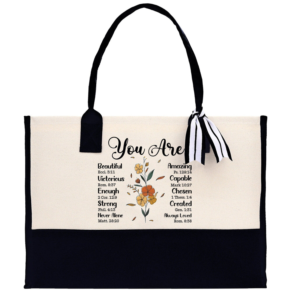 You Are Beautiful Bible Verses Religious Cotton Canvas Tote Religious Tote Bag for Women Bible Verse Canvas Tote Bag Religious Church Gifts