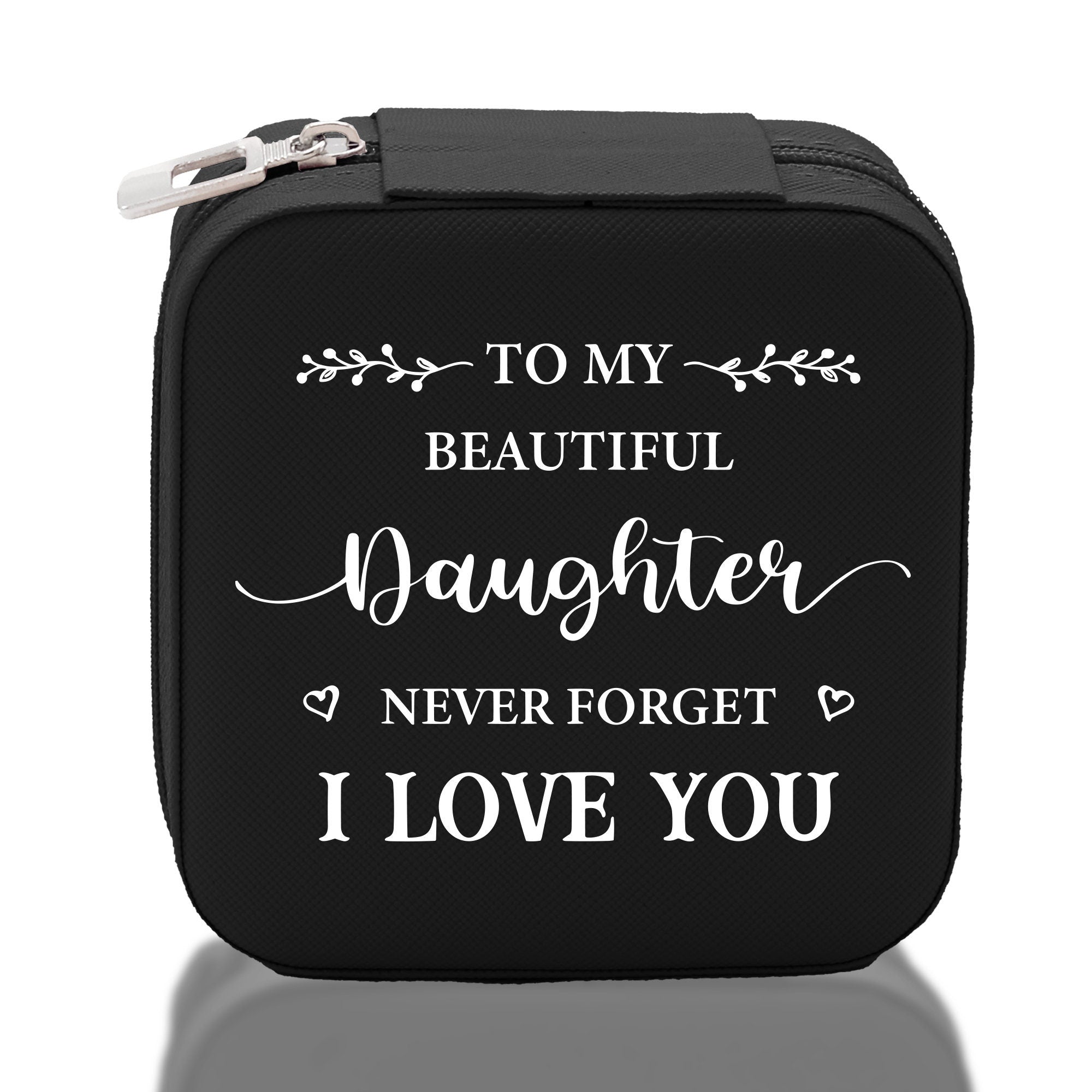 To My Beautiful Daughter Never Forget I Love Cotton Canvas Tote Bag Daughter Birthday Gift From Mother to Daughter Jewelry Box Gift