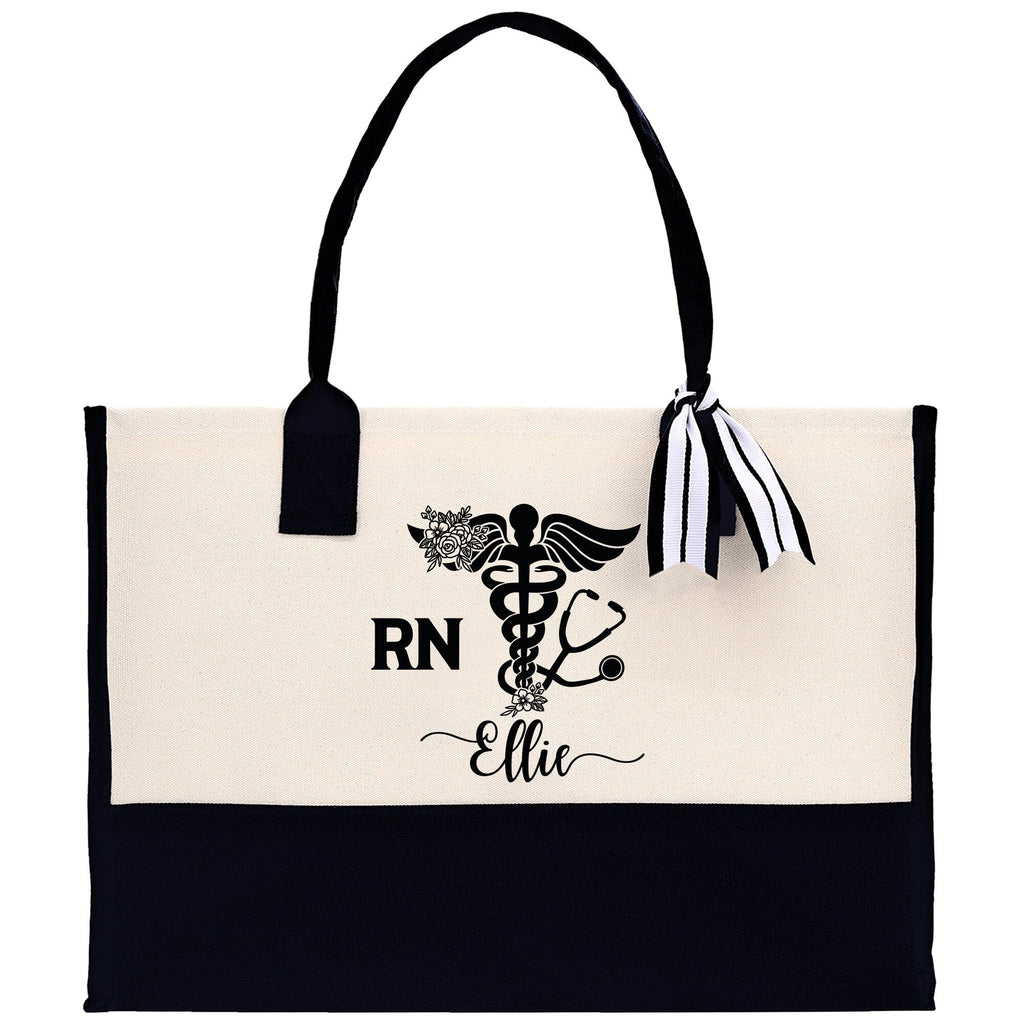 Nurse RN Tote Custom Name Personalized Cotton Canvas Tote Bag Nurse Gift Future Nurse Gift Nursing Student Graduation Gift