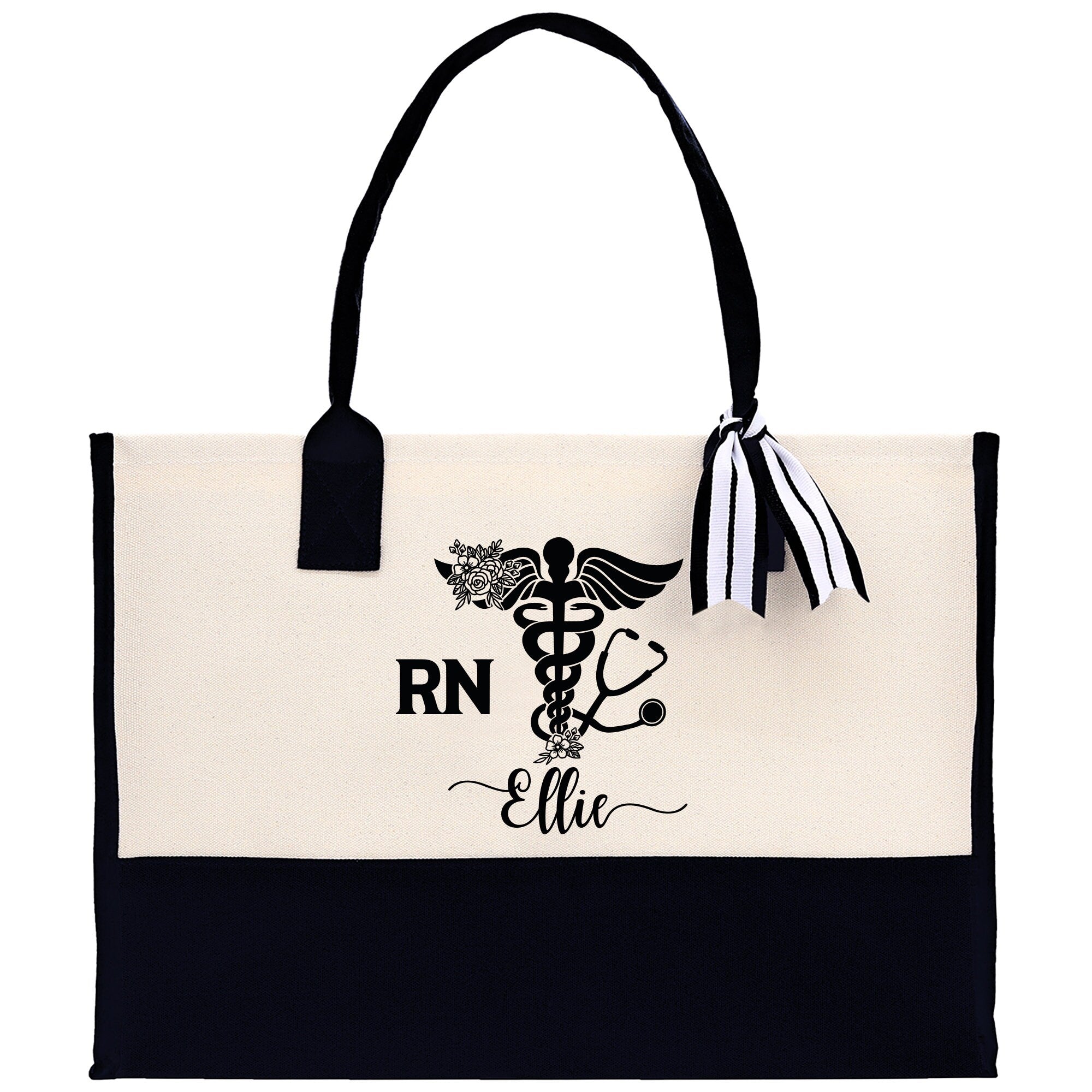 Nurse RN Tote Custom Name Personalized Cotton Canvas Tote Bag Nurse Gift Future Nurse Gift Nursing Student Graduation Gift