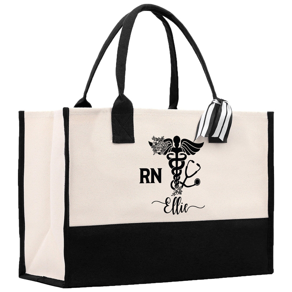 Nurse RN Tote Custom Name Personalized Cotton Canvas Tote Bag Nurse Gift Future Nurse Gift Nursing Student Graduation Gift