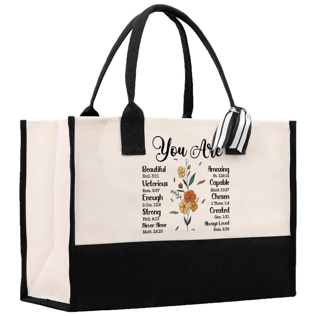 You Are Beautiful Bible Verses Religious Cotton Canvas Tote Religious Tote Bag for Women Bible Verse Canvas Tote Bag Religious Church Gifts