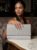 INC International Concepts Veronica Flower Sparkle Clutch (Silver)