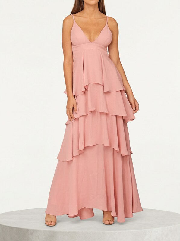 Gracia Flare Layered Maxi Dress, Size Medium